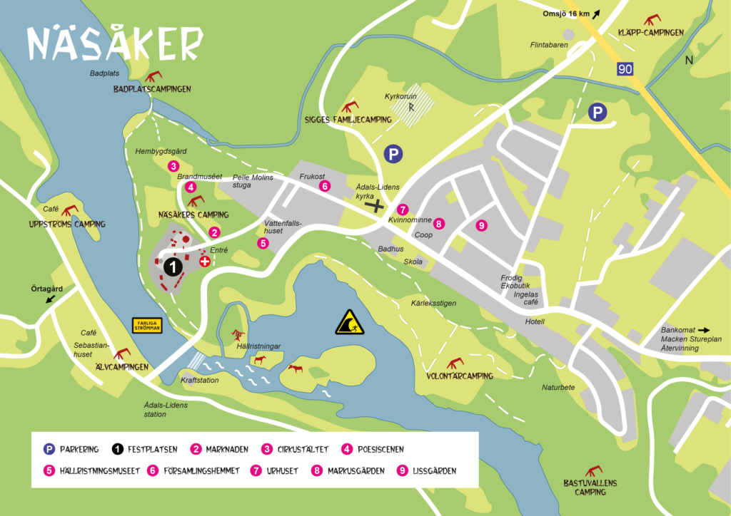 Karta över Näsåker under festivalen Urkult 2026